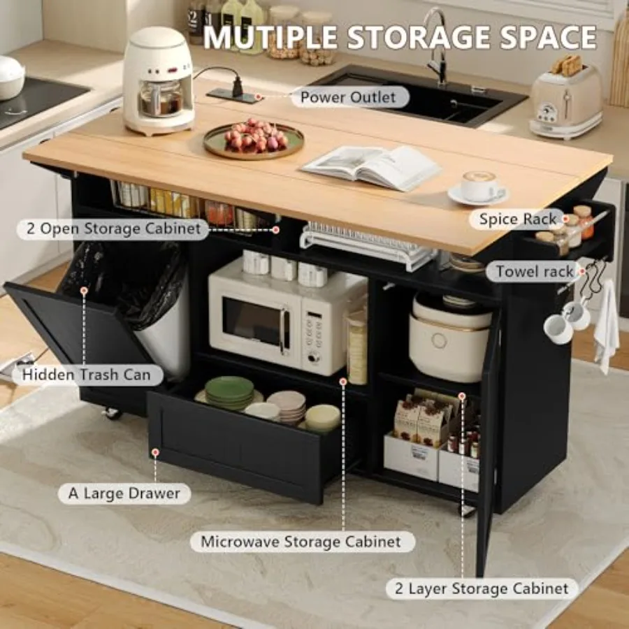 65 เกาะกลางครัวพร้อมที่พับเก็บ - Kitchen Uncle บทวิจารณ์และราคา